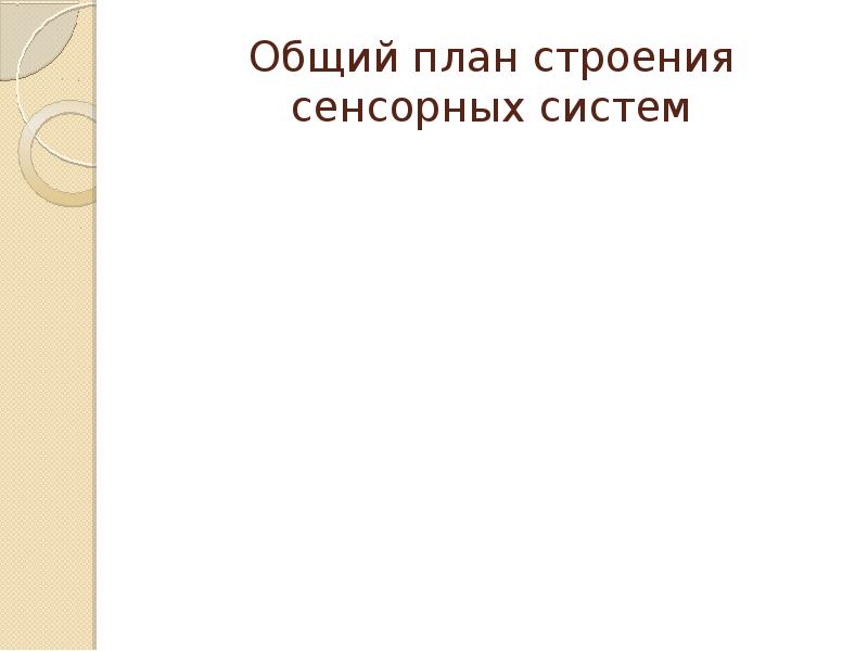 Общий план строения сенсорных систем Общий план строения сенсорных систем