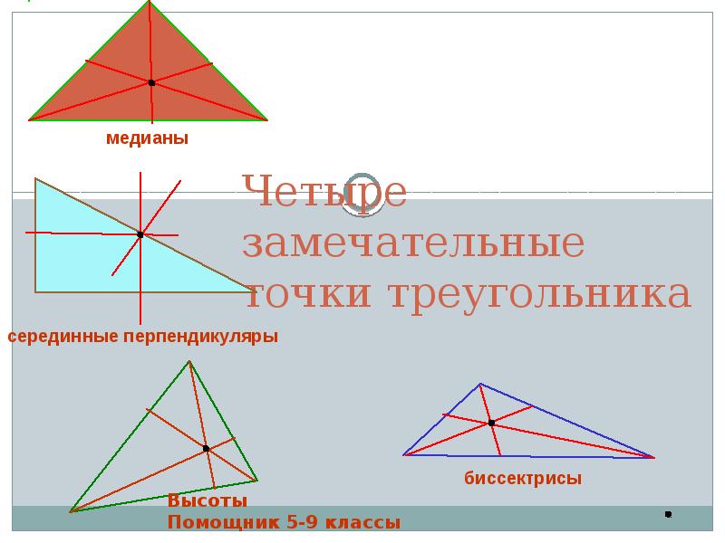 Презентация на тему четыре замечательные точки треугольника