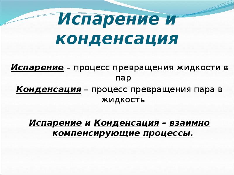 Испарение и конденсация в живой природе проект