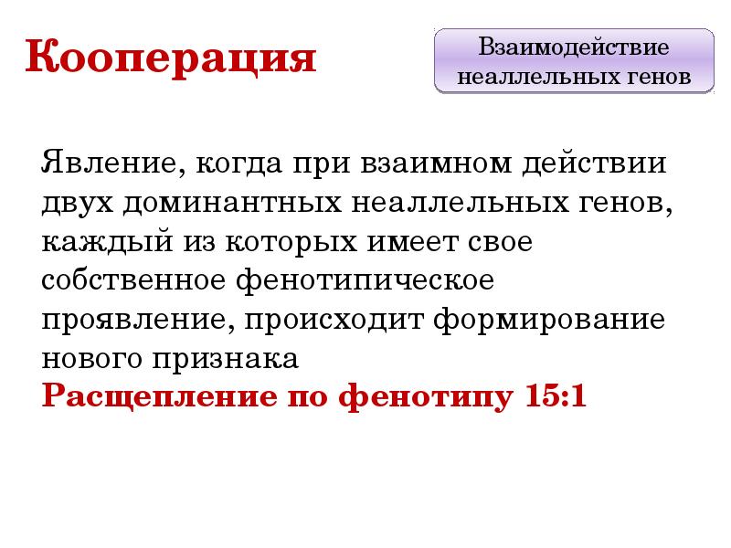 Взаимодействие неаллельных генов презентация