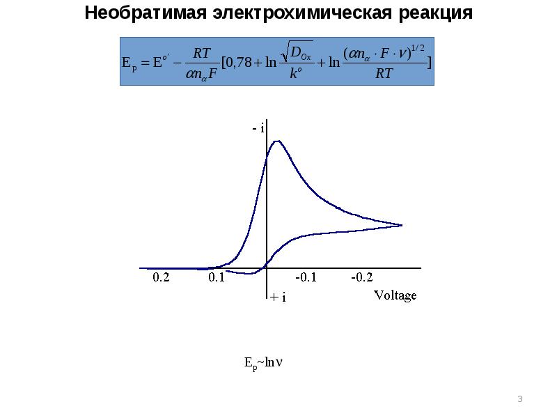 Необратимая электрохимическая реакция Необратимая электрохимическая реакция