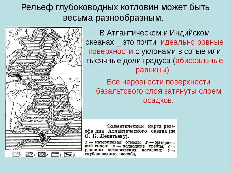 Карта рельефа атлантического океана