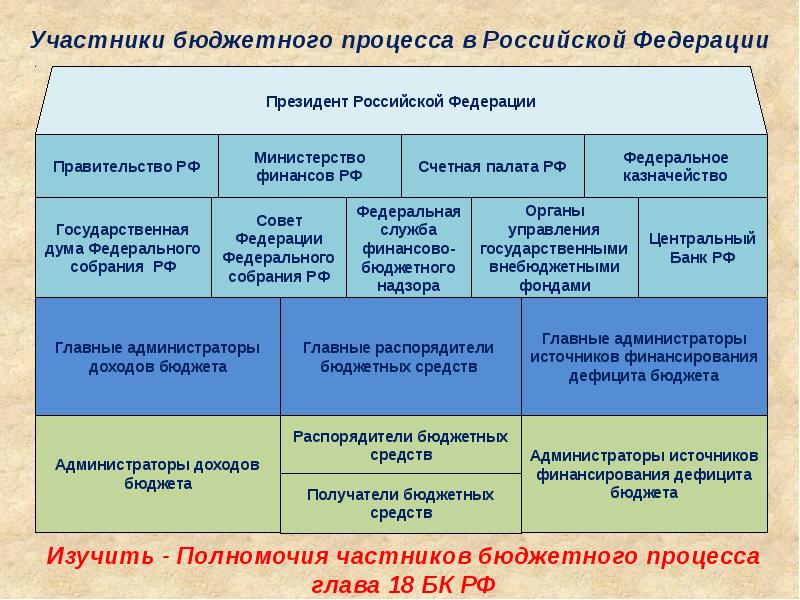 Участники бюджетного процесса схема