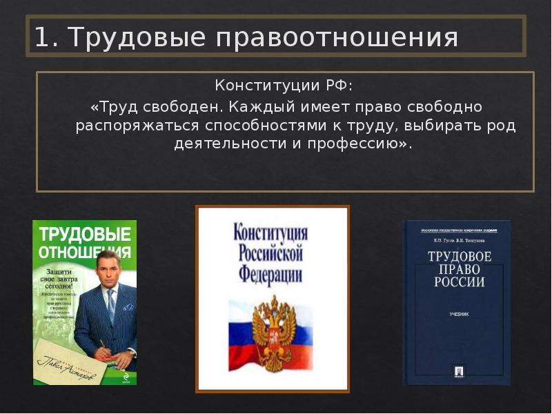 Право на труд трудовые правоотношения 9 класс презентация