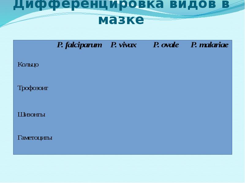 Дифференцировка видов в мазке