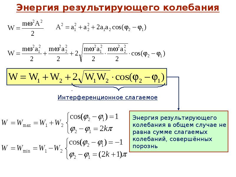 Энергия колебаний. Результирующее колебание. Сложение колебаний презентация. Сложение колебаний одномерный случай. Комплексное представление гармонических колебаний.