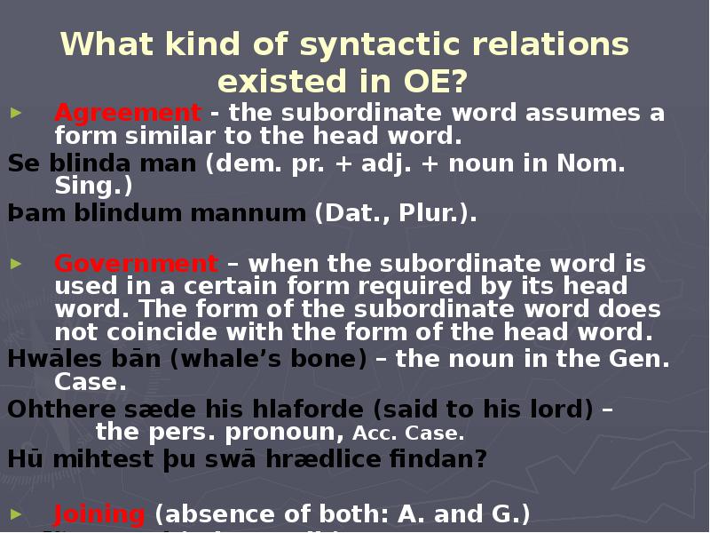 What kind of syntactic relations   What kind of syntactic