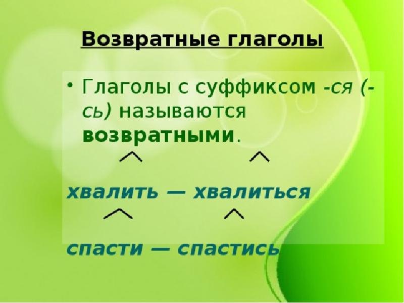 Какие глаголы называют возвратными