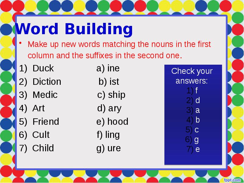 Make up words using