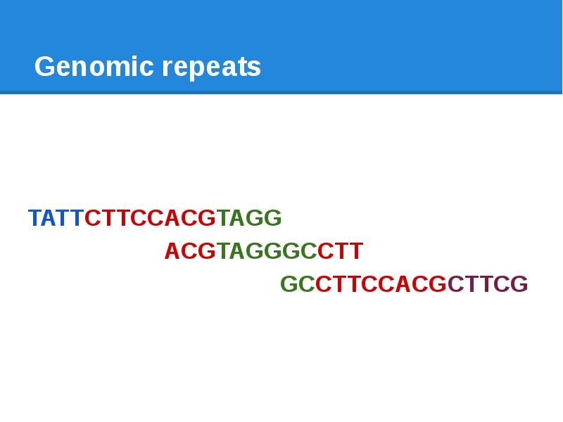 Genomic repeats    TATTCTTCCACGTAGG     