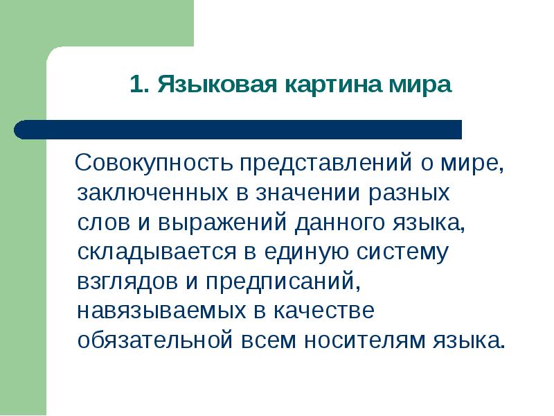 Что представляет собой языковая картина мира