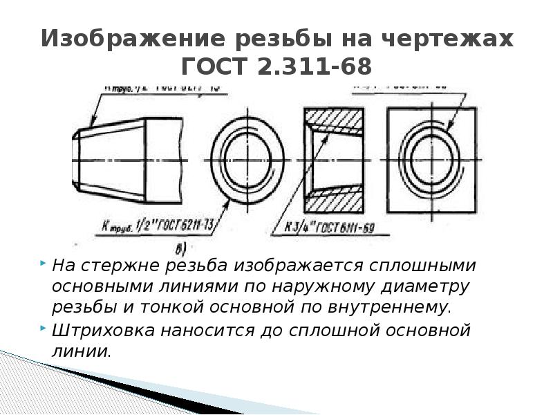 Указать резьбу