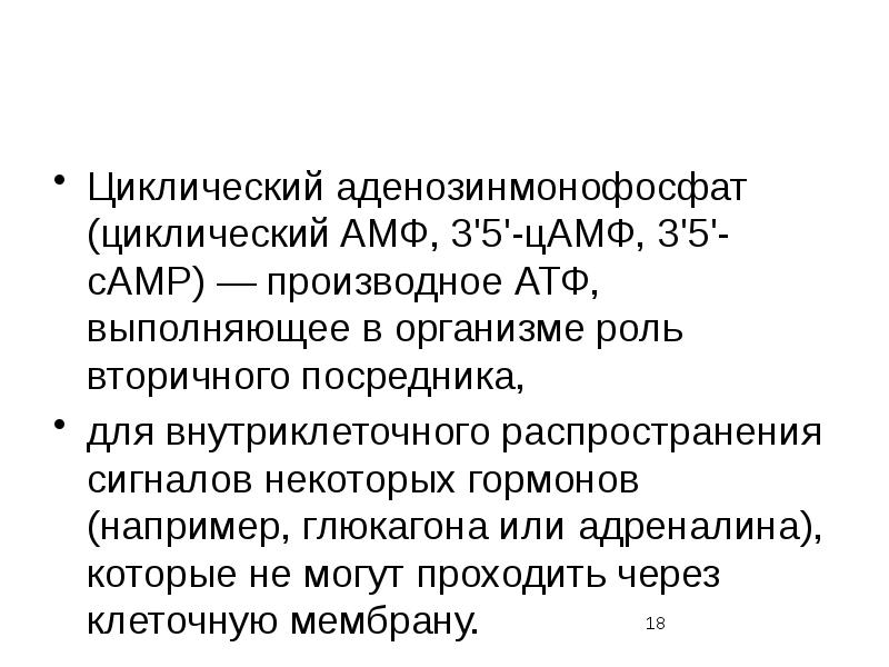 Атф цамф. Циклический аденозинмонофосфат. система вторичных посредников цамф. 3 5 цамф. цамф – как вторичный гормональный посредник.