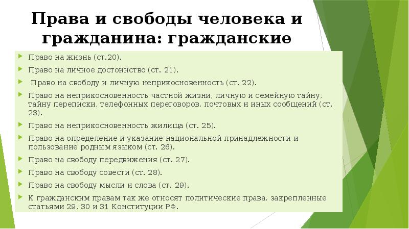 Права и свободы человека и гражданина презентация 11 класс