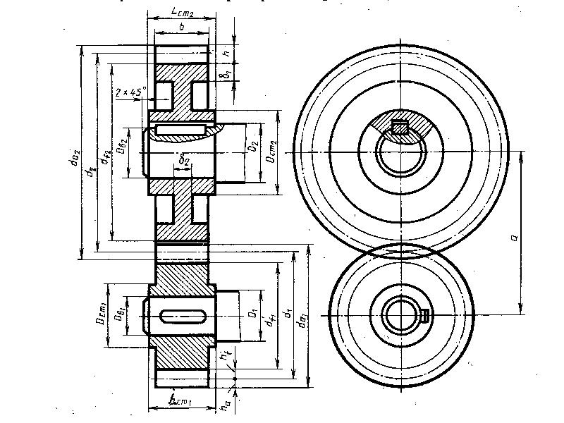 Косозубая передача чертеж цилиндрическая