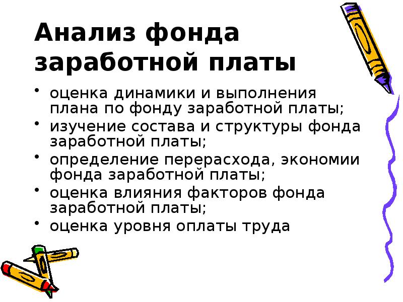 Анализ использования фонда заработной платы презентация