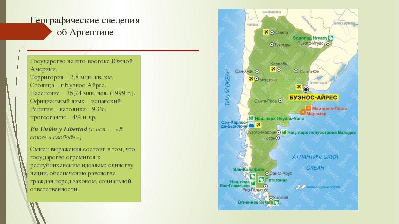 План страны описания аргентина