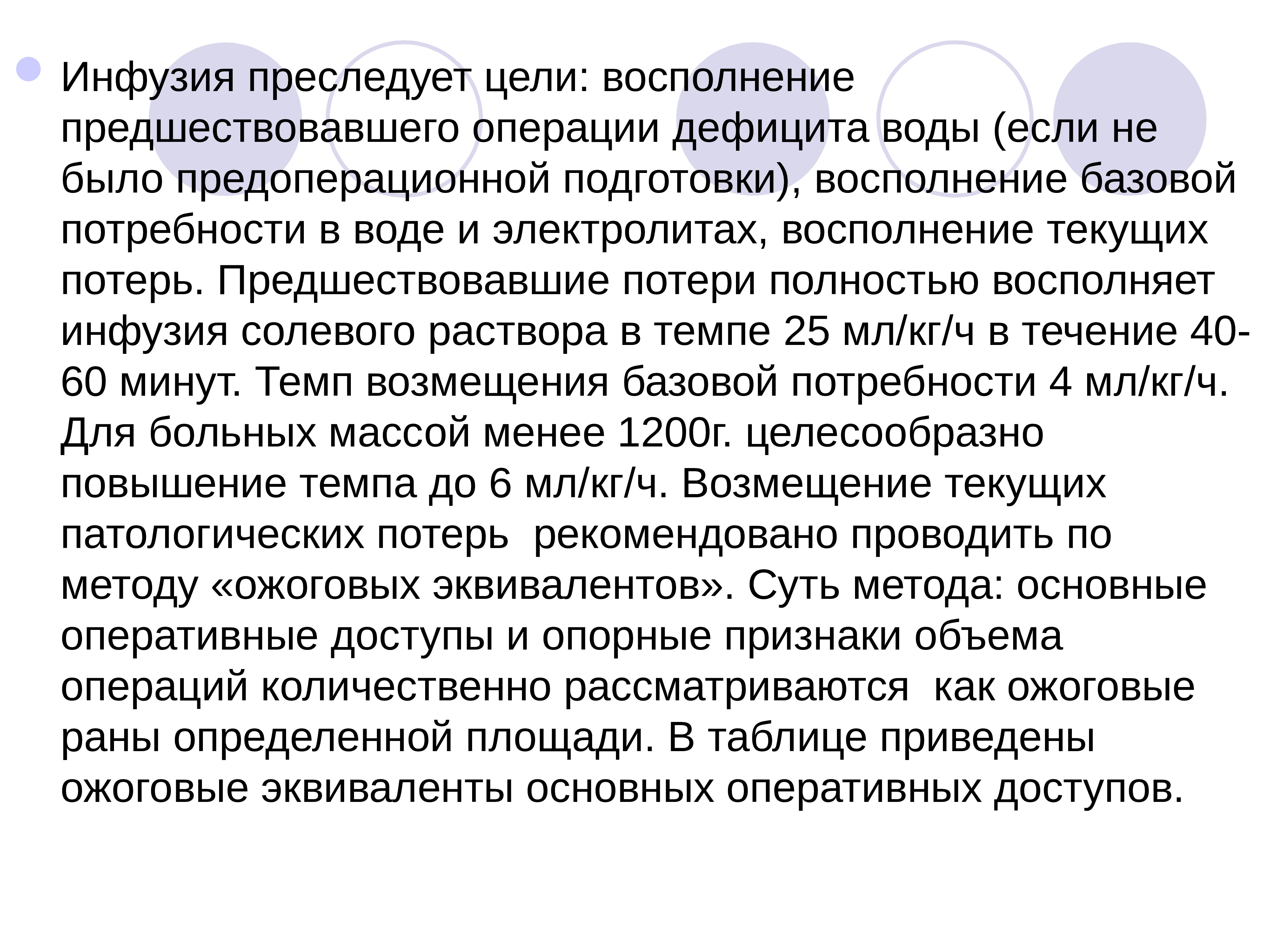 Прочитайте текст инфузия. Цель предоперационной подготовки восполнение патологических потерь.