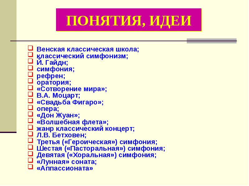 Понятия идеи конструкции. Жанры классики. Венская классическая школа. Венская классическая школа сообщение. Объясни понятие принцип симфонизма.