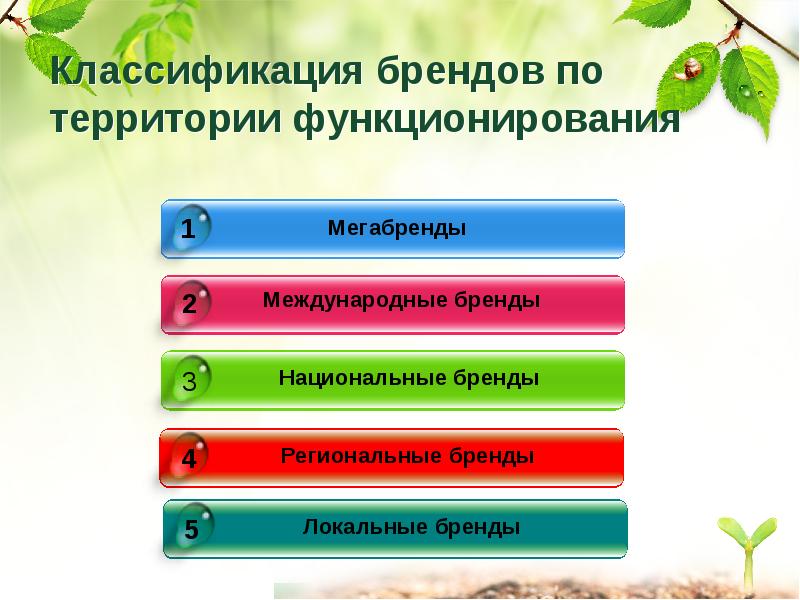 Классификация брендов по территории функционирования Классификация брендов по территории функционирования