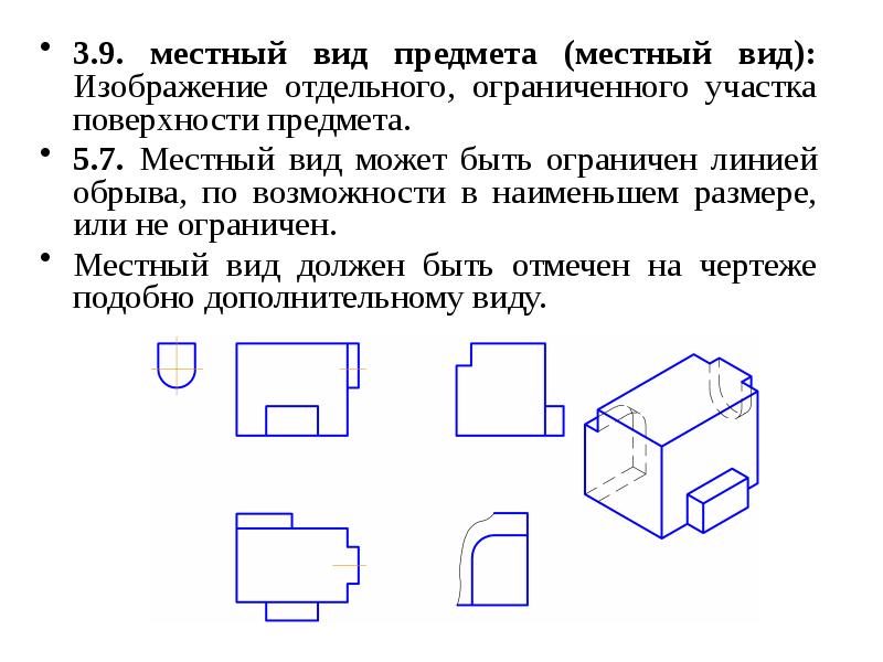 Виды на чертеже местные виды