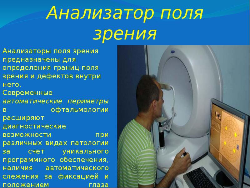 Анализатор поля зрения. Компьютерный анализатор поля зрения. Офтальмология презентация. Офтальмологический кабинет презентация.