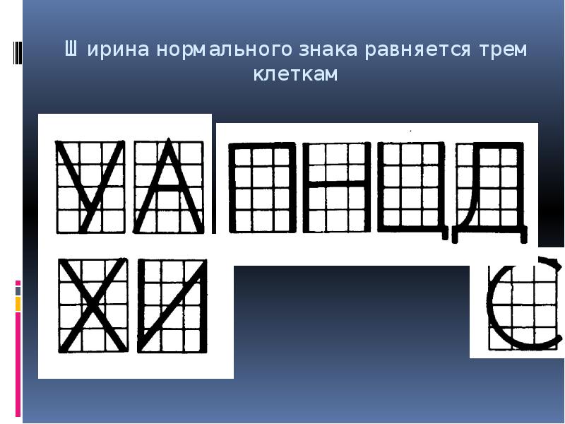 Ширина нормального знака равняется трем клеткам