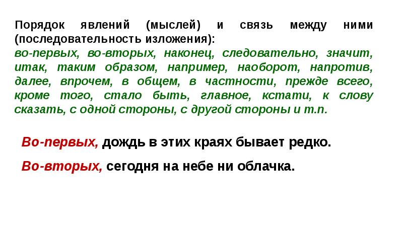 слова указывающие на последовательность изложения мыслей. изложение материала. порядок изложения связь мыслей. вводные слова последовательность мыслей. вводные слова указывают на последовательность изложения мыслей.