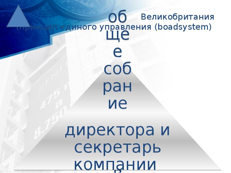 Великобритания  (принцип единого управления (boadsystem)
