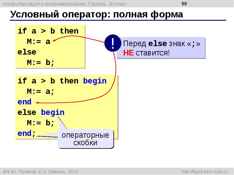 Презентация условный оператор паскаль