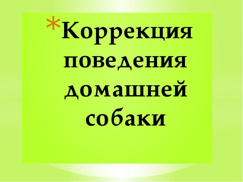 Коррекция поведения домашней собаки