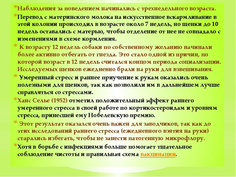 Наблюдения за поведением начинались с трехнедельного возраста.  Перевод с материнского