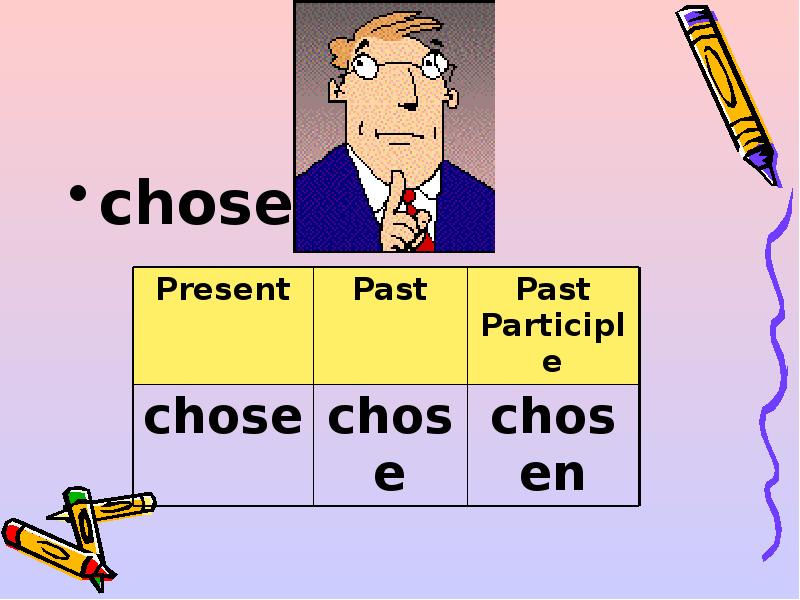 Choose chose chosen перевод. Choose прошедшее. Chooses past образование.