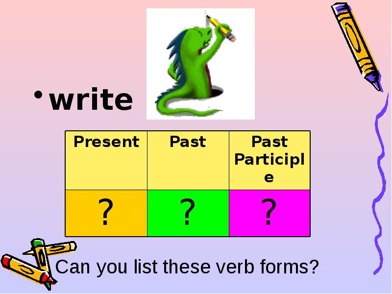 Write the past of these verbs