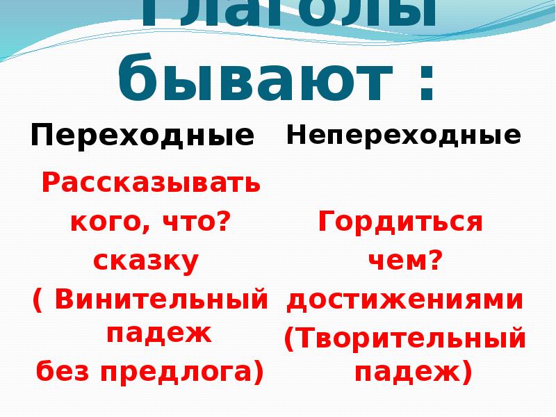 Урок переходные и непереходные глаголы 6 класс презентация