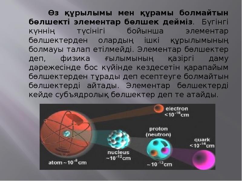 Элементар бөлшектер презентация