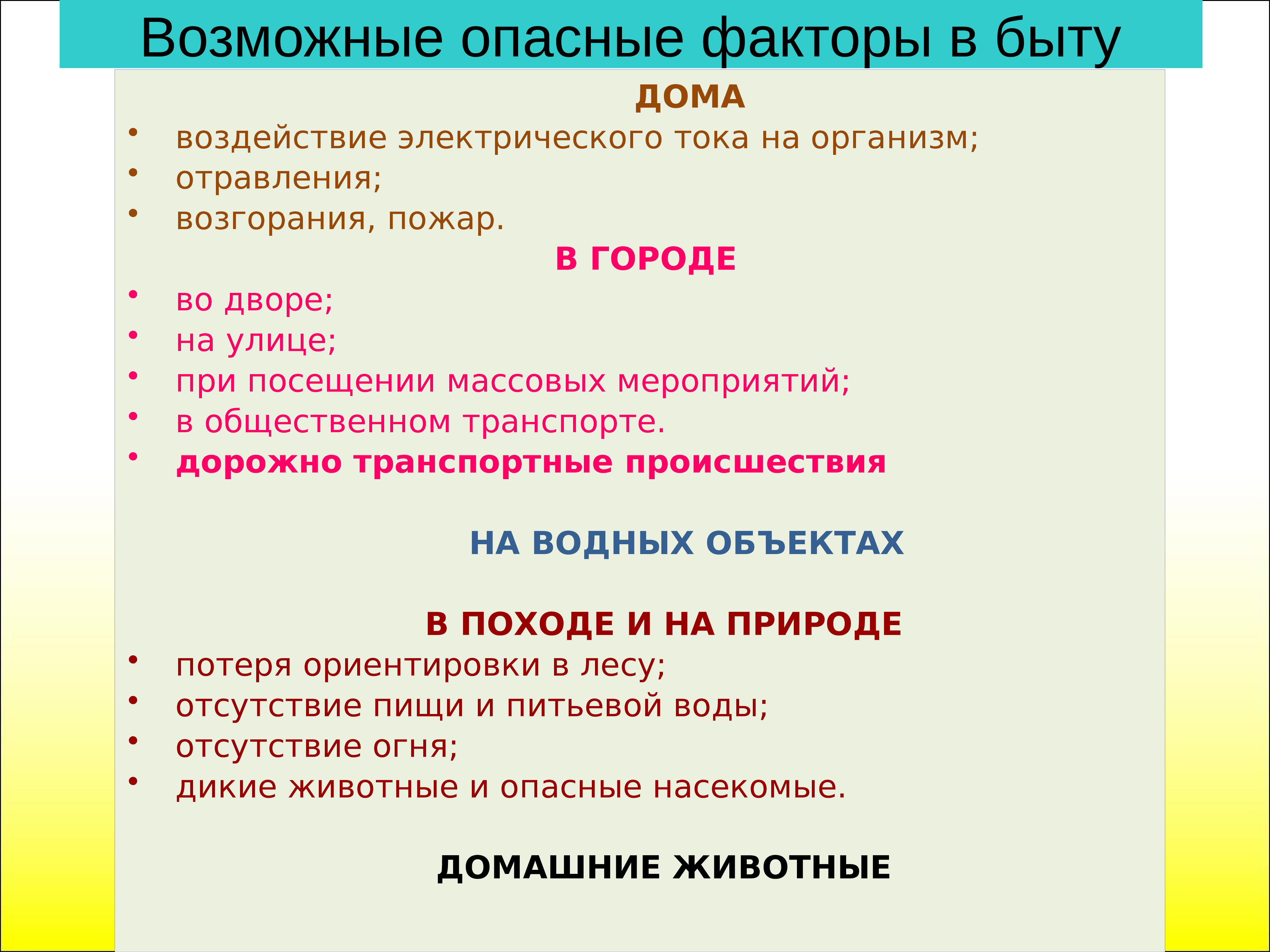 Действия работников в условиях негативных и опасных факторов бытового характера презентация