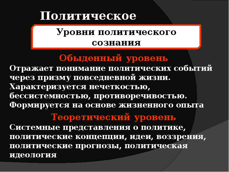 Политическое сознание и политическая психология план