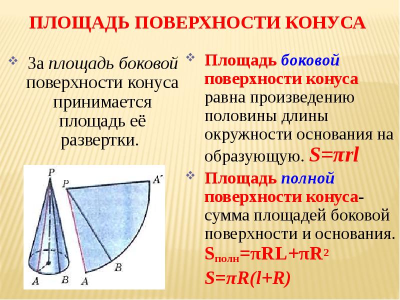 Какая формула позволит найти площадь боковой поверхности конуса изображенного на рисунке