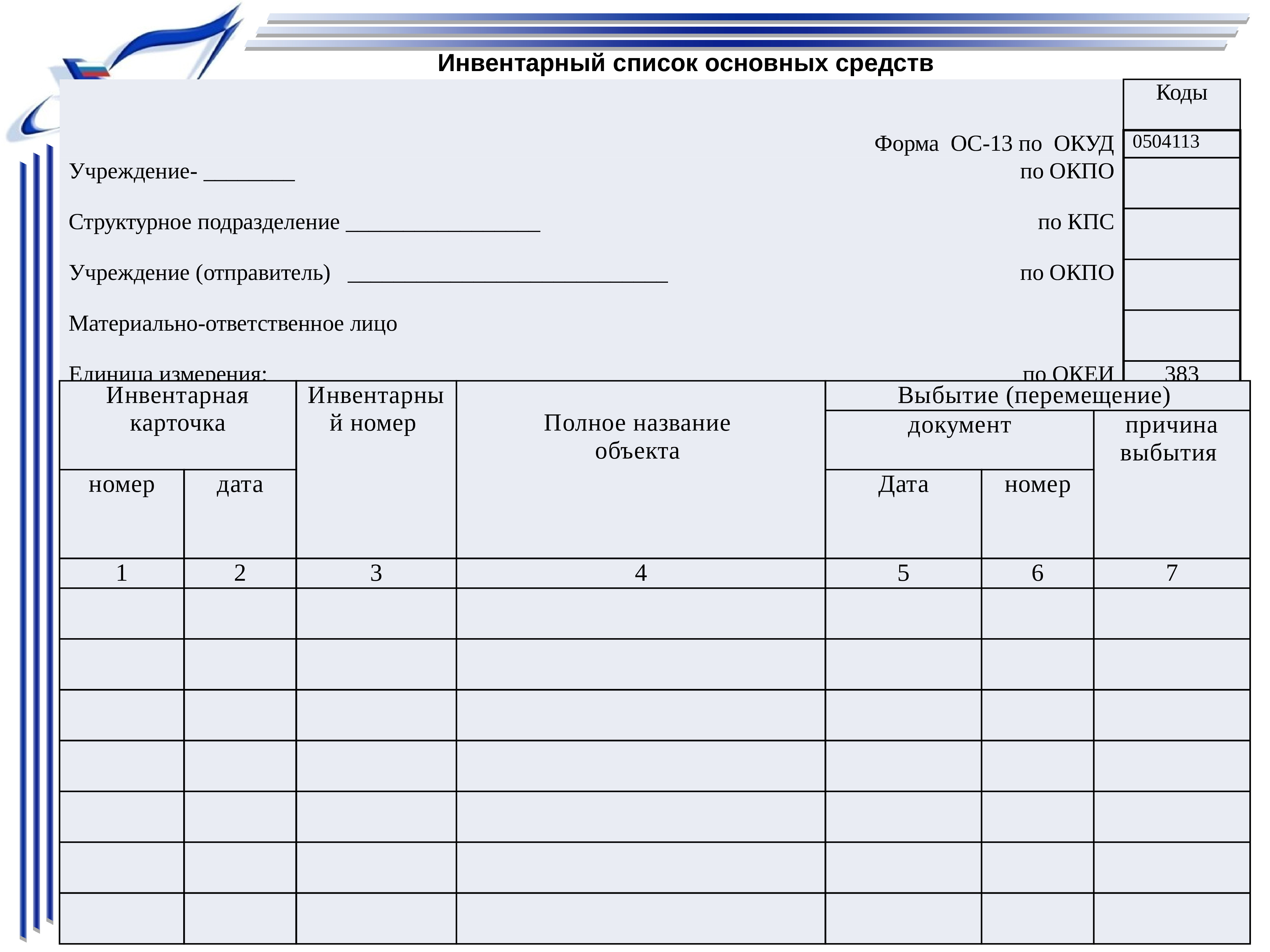 Перечень материальных ценностей образец