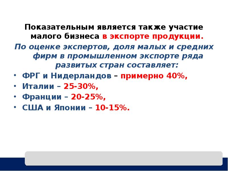 Состояние мало. Доля малых и средних фирм в промышленном экспорте. Также является. Показательная продукции. Также присутствует.