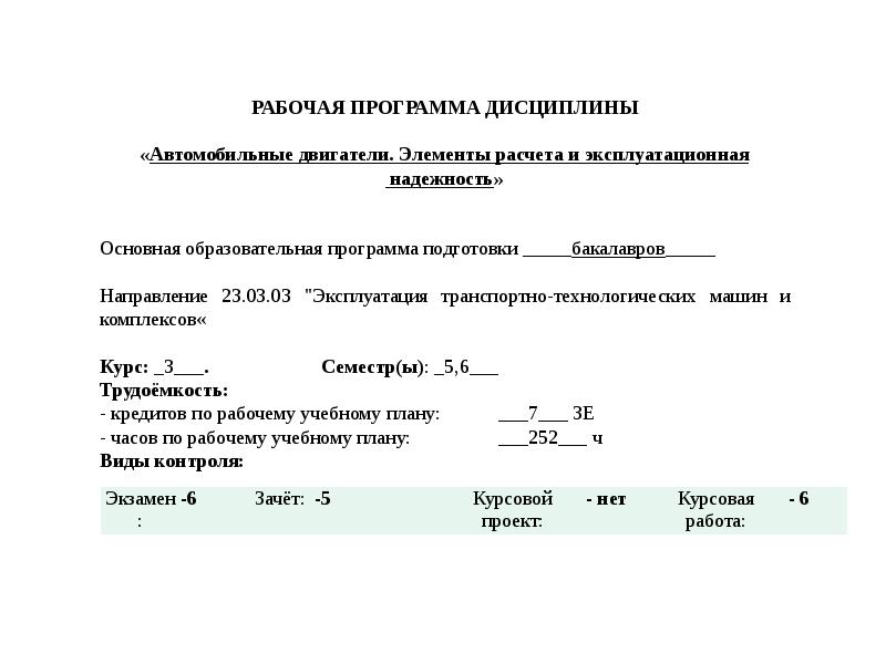 Программа дисциплины. Рабочая программа дисциплины. Рабочая программа ДВС. Текс к докладу о рабочей программе дисциплины.