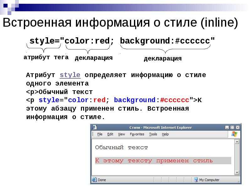 Встроенная информация о стиле (inline)