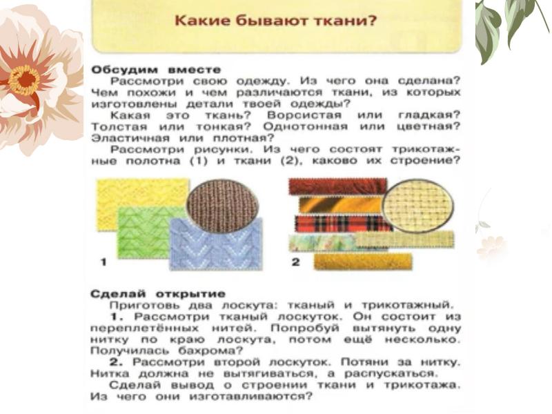 Технология какие бывают ткани 2 класс презентация