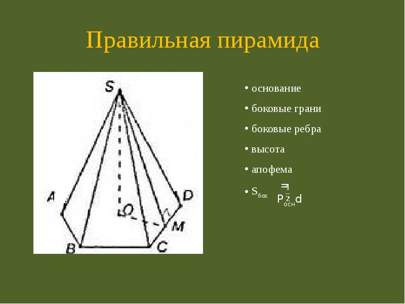 Призма правильная пирамида. Апофема боковой грани Призмы. Боковые грани правильной пирамиды. Правильная пирамида основание высота боковая грань апофема. Основание правильной пирамиды.