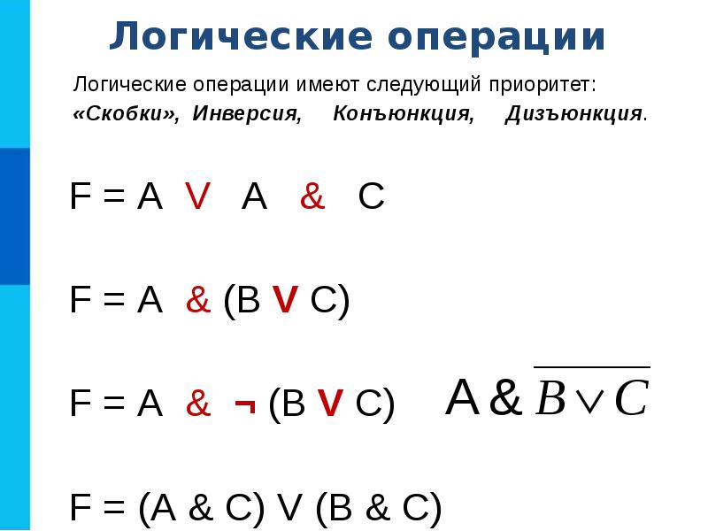 Элементы алгебры логики вариант 2