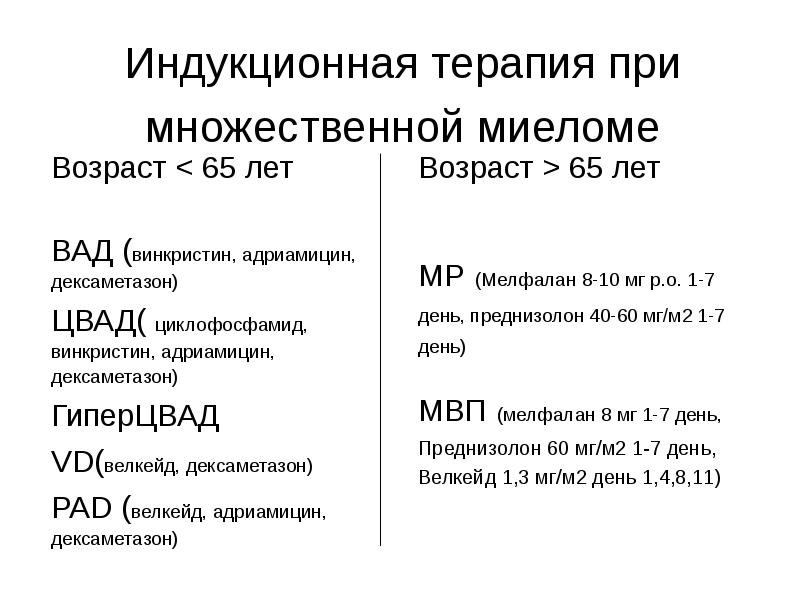 Vmp схема лечения множественной миеломы