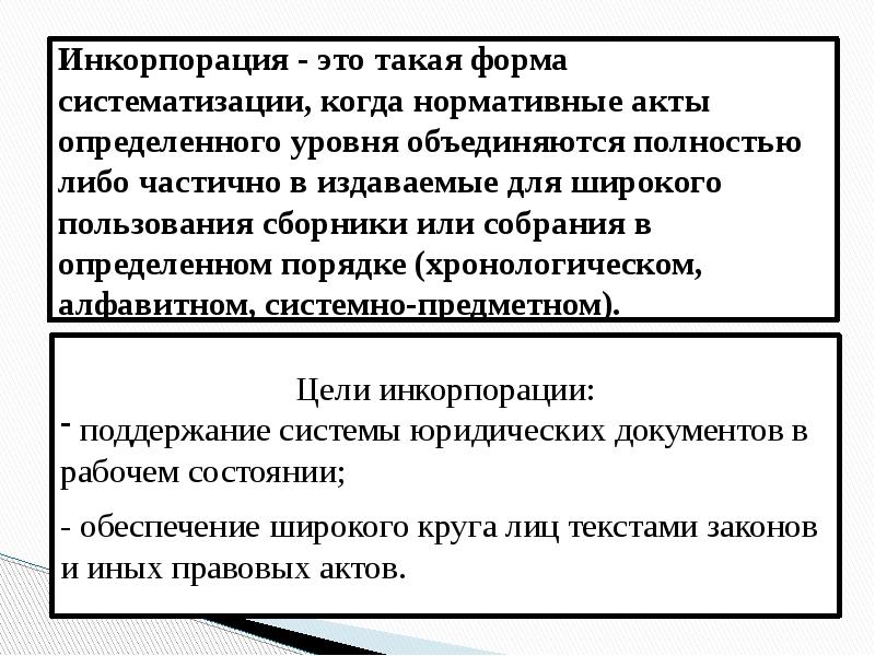 Систематизация нормативных правовых актов презентация