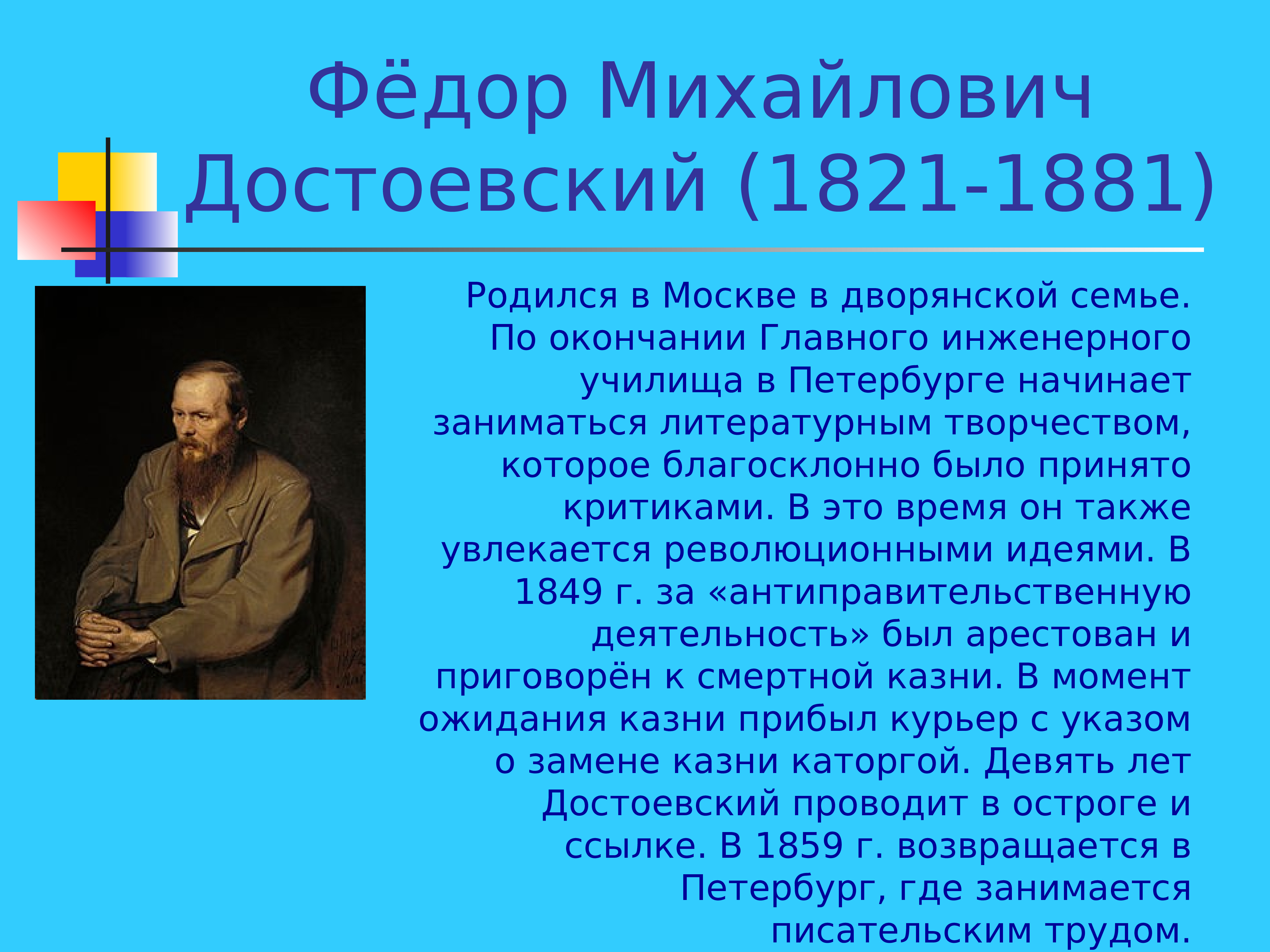 Достоевского Федора 1821-1881