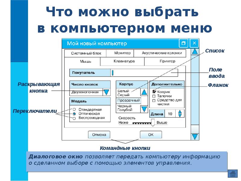 Использование графических элементов управления характерно для. Элементы диалогового окна. Графический элемент управления диалогового окна. Перечислите элементы диалогового окна. Командная кнопка диалогового окна.